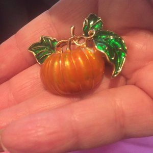 Enamel pumpkin brooch